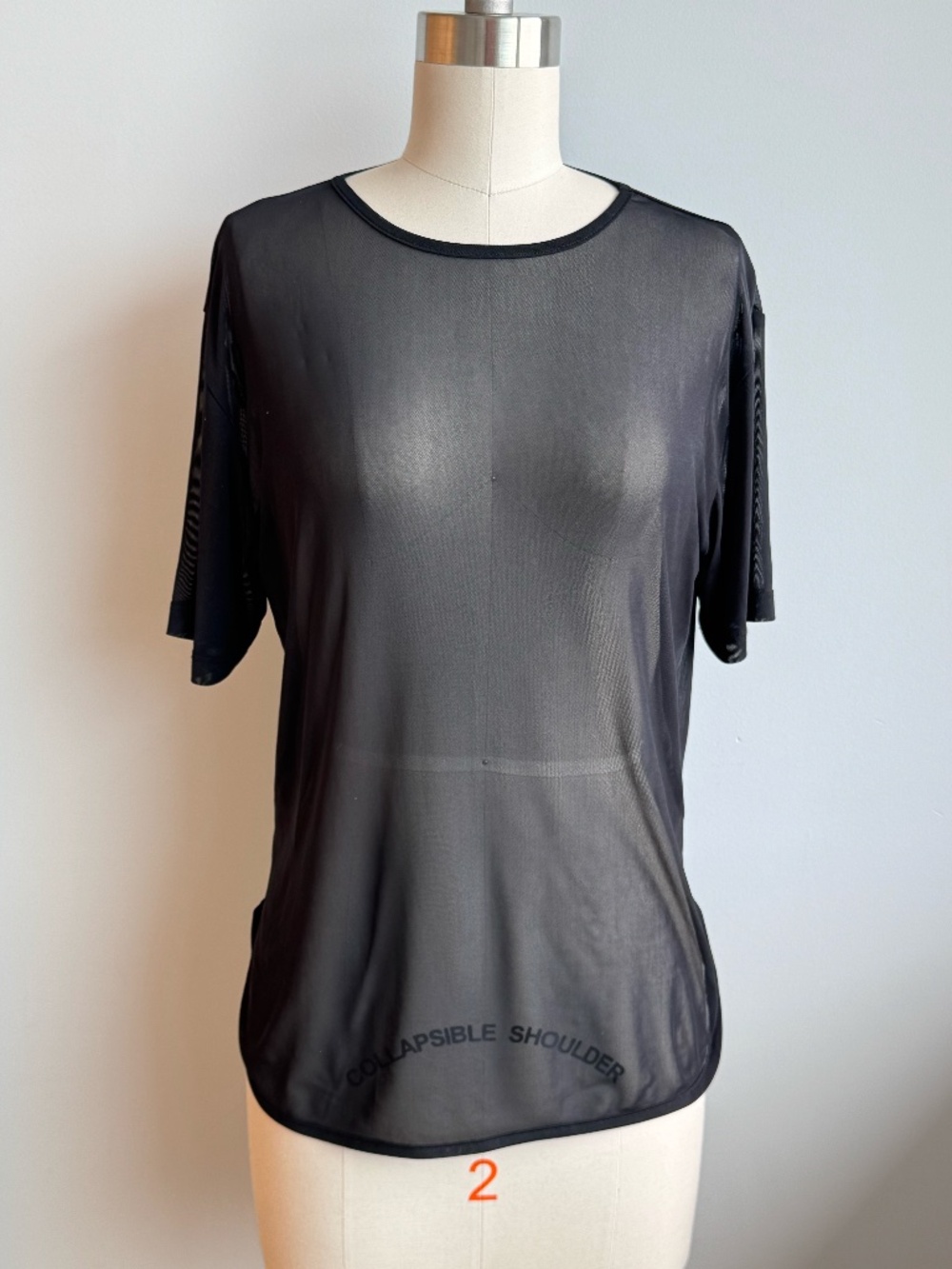 Noli Black Sheer Mesh Short-Sleeve Tee